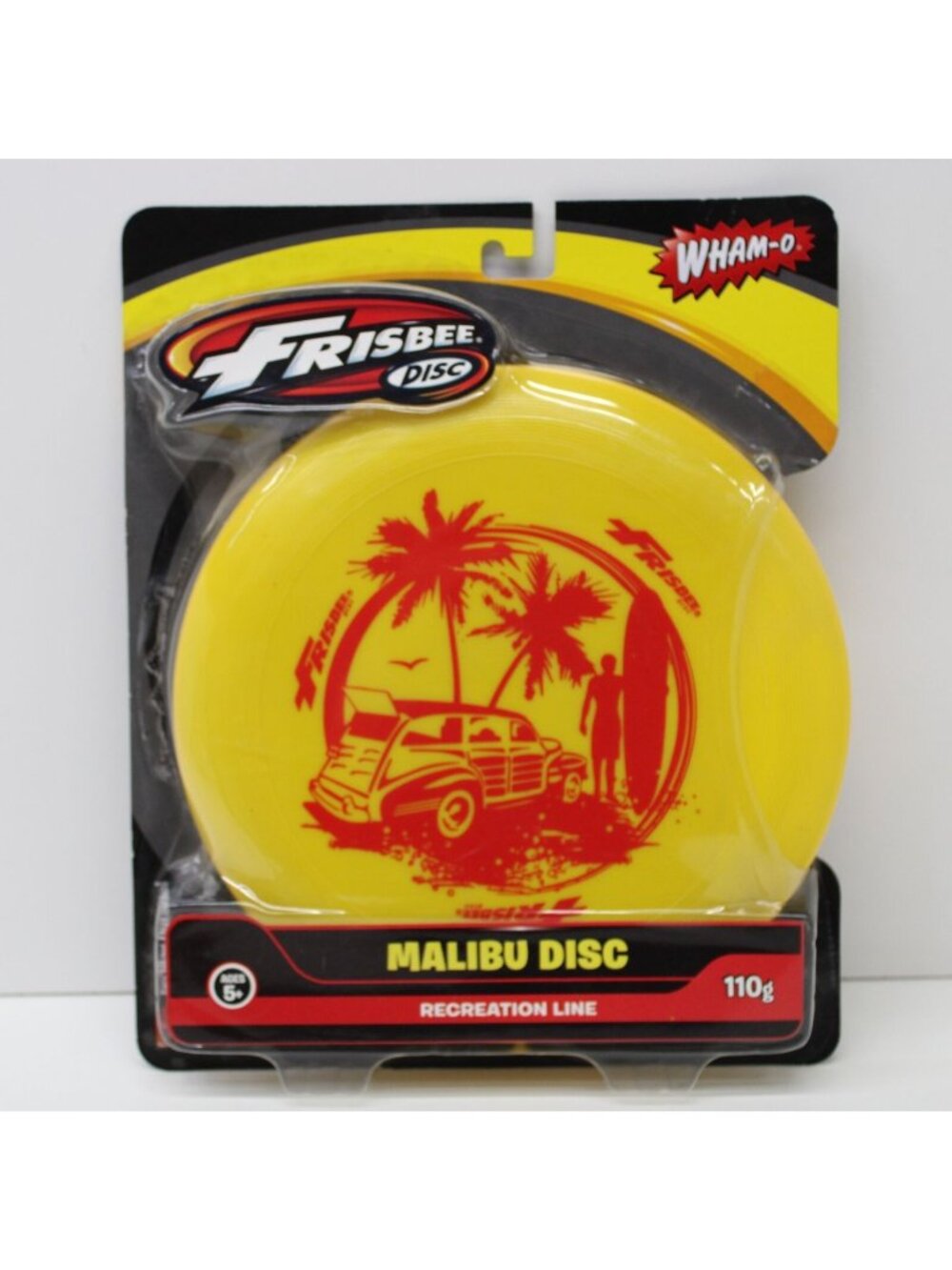 Wham O Frisbee Malibu Disc Recreation Line Woodie Wagon Surfer Palm Tree Beach
